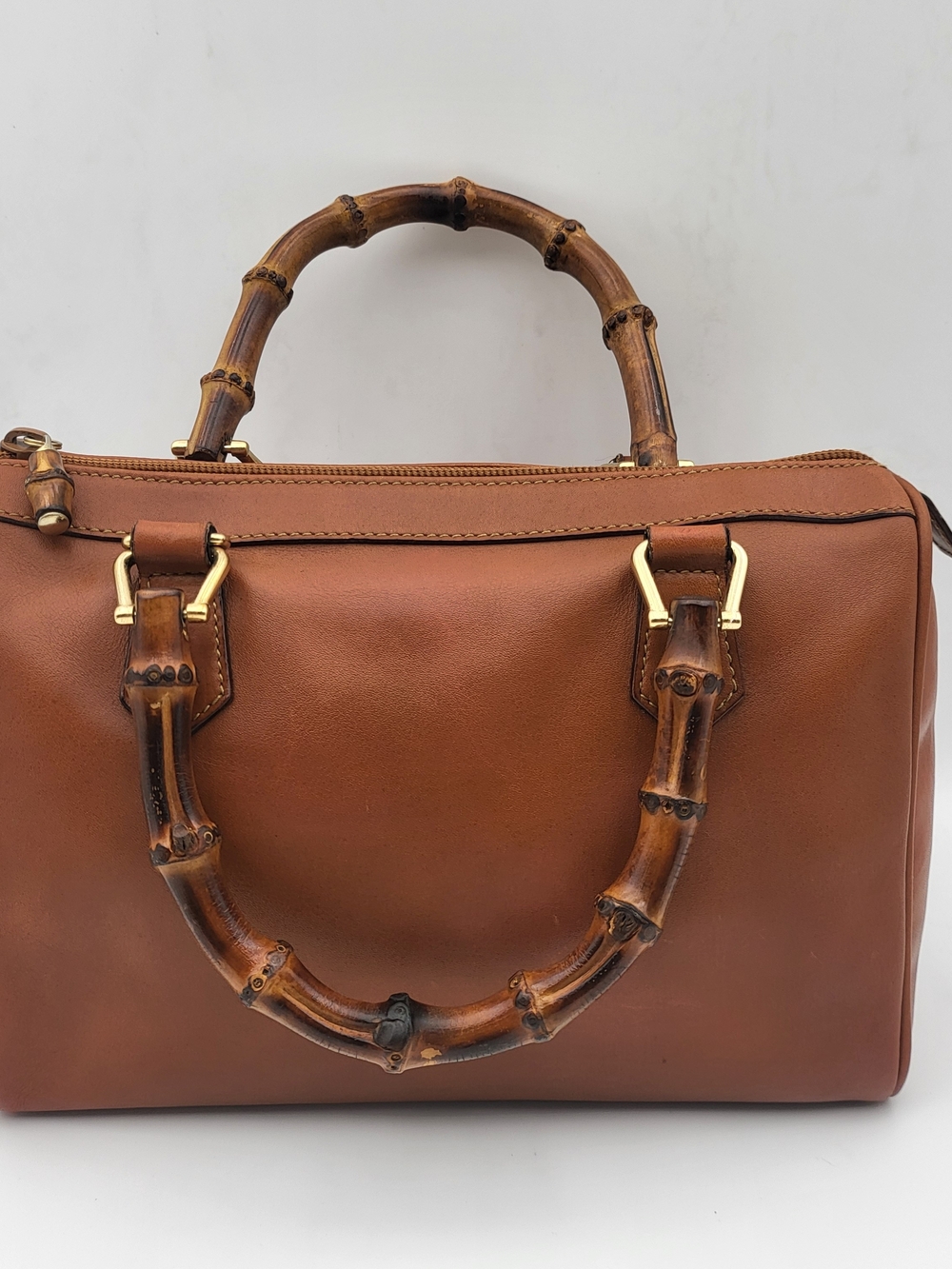 Gucci Bamboo Boston 25 Mini Bamboo Handle Calfskin Leather..Authentic !!